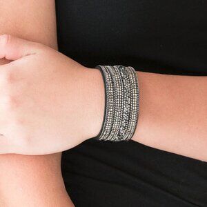 Paparazzi Jewelry Accessories - Really Rock Band- Silver Bracelet - Vintage